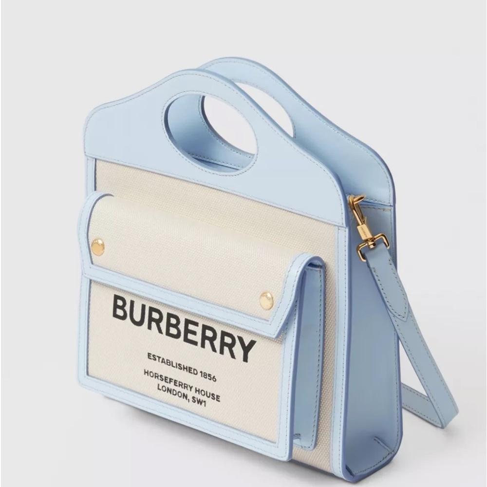 Burberry Mini Two-Tone Canvas and Leather Pocket Bag
